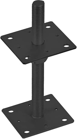 GRUNDLINE - Pfostenträger höhenverstellbar 50 bis 200 mm- Pfostenträger aufschrauben - Stützenfuß - Pfostenanker - Aufschraubhülse - Anker - Gewindestange m20-250 mm - Ankerplatte 100x100x3 mm