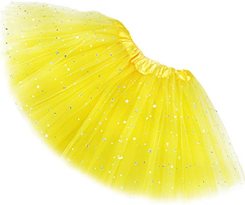 Ugitopi Jupe Tutu en Tulle à 4 Couches élastique pour Femme, Yellow