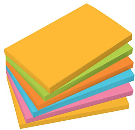 SIGEL BA127 Haftnotizen für agiles Arbeiten, 5 Farben (gelb, grün, orange, pink, blau), rechteckig, 12,5x7,5 cm, 6 Blocks à 100 Blatt