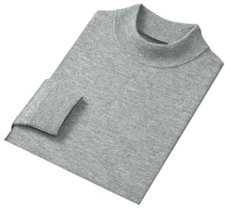 Suéter de cuello alto cálido para hombre de zhilifs con lana tejida, gris claro, M