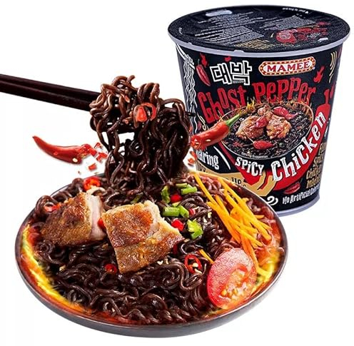 Hot & Spicy Ghost Pepper Noodles Spicy Hot Ramen Instant Noodles Dry mixed noodles Super spicy Packaging black noodle (1 pack)