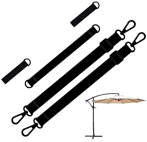 PW TOOLS Parasol, kit Fixation Sangles sécurité Contre Le Vent, 5 pièces Anti-Vent pour parasols en Porte-à-Faux, Sangle Fixe pour parasols, Sangle Fixe Coupe-Vent pour Parasol Jardin
