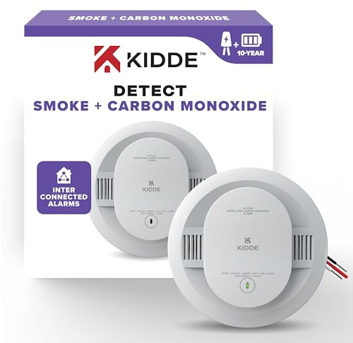 Kidde Smoke and Carbon Monoxide Detector, Hardwired with 10-Year Battery Backup, LED Status Lights, Interconnected, 85 dB Alarm, 5 inches, 30CUA10, 1 Pack