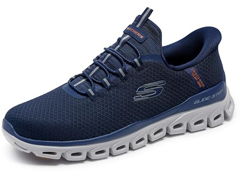Skechers Hombre Glide-Step Noxus Slip-On, Navy Mesh/PU, 44 EU