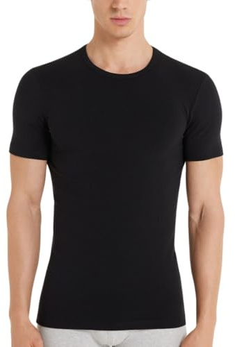 Liabel - Maglia Termica da Uomo (Pacco da 2), Cotone Termico Invernale, Tessuto Interlock, Scollo V e Girocollo - Nere e Bianche (IT, Testo, M, Regular, Regular, Nere Girocollo)