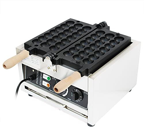 Piastra per waffle, macchina per waffle, a forma di sfera, 1500 W, 3 spiedini, doppia con timer e 50 – 300 °C, senza livelli continui e cassa in acciaio inox, antiaderente per waffle Maker per la casa