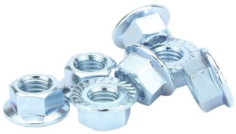 M10 Serrated Flange Hex Nuts - Bright Zinc Plated Steel (Pack of 15)