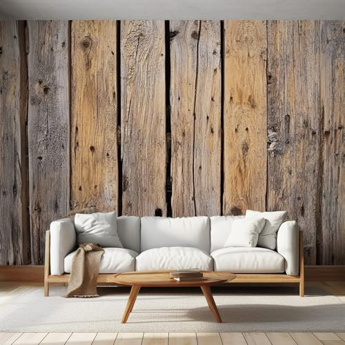 NOGAWA Papier Peint Motif Bois Rustique, 3D Panoramique Papier Peint Bois Vintage, Papier Mural Decoratif Pour Salon, Chambre, Tapisserie Murales, Décoration Murale 200x140cm