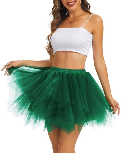 Wikoan Jupe en Tulle Femme Tutu Ballet Danse Jupes Couches Asymétrique Années 50 Cocktail Swing Princesse Jupon Tulle Jupe Courte Halloween Carnaval Costume