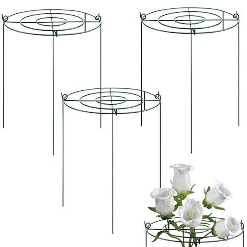 Gabbie di supporto per peonie, 3 gabbie per peonie e supporti 12x16'' Gabbia per piante di supporto per con 3 gambe Robusto anello per piante per fiori, pomodori, pomodori
