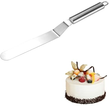 MenYiYDS Espátula para repostería en ángulo,espatula reposteria,espátula de paleta de acero inoxidable,decorativa para glaseado de tartas,magdalenas y pasteles para el hogar,panadería,cocina（6 in）