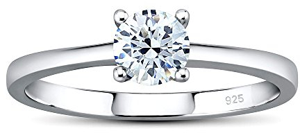 SILVEGO Verlobungsring MADISON 925 Sterling Silber rhodiniert mit Swarovski Zirconia, nickelfreier und hypoallergener Solitärring hochwertige Qualität