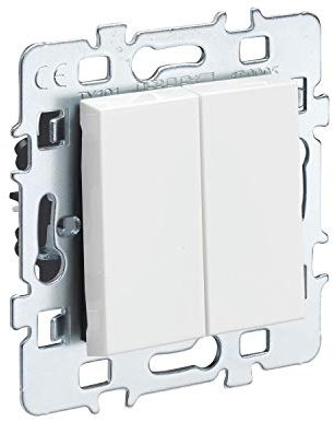 Interrupteur va et vient - Prises electriques Standard - Prise extra plate - Prise murale - Interrupteur va et vient sans Fil - Prise murale - Gamme Casual - Mecanisme Bp+Vv + Cache Blanc + Support