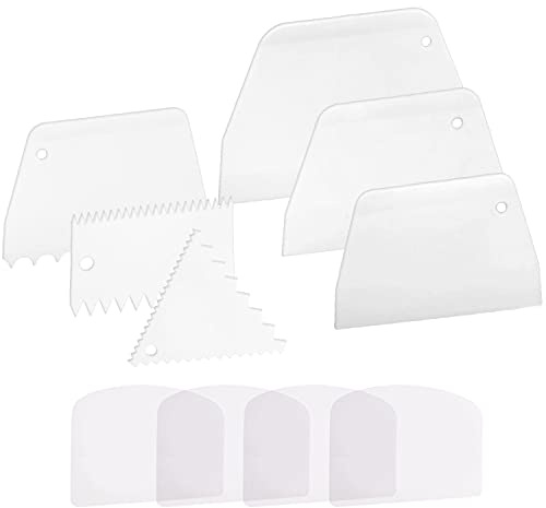 Anvin Cake Scraper Smoother Cake Icing Tool Set, Plastic Scraper Cake Frosting Scraper Smoother Combo for Buttercream Edge Decorating Cake Smoother Flexible for Baking Birthday DIY Kitchen (10 Pcs)