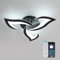Dorlink Deckenlampe LED Dimmbar, Blumen Deckenlampe Schlafzimmer mit Fernbedienung 35W 3150LM, 3 Lichter Lampe Wohnzimmer 3000K-6500K, Schwarz Esstischlampe, Moderne Led Deckenleuchte für Küche, Ø58CM
