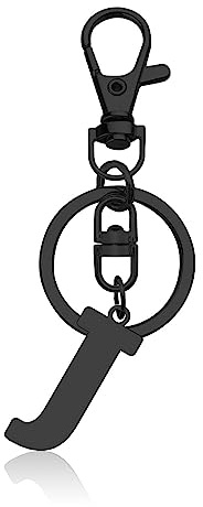 Black Letter A-Z Keychain for Women Men Single Letter Pendant Key Chain with Easy Clasp Chain Ring for Handbag Purse Name Keychain Birthday Gifts for Best Friend Sister Brother Jewelry Gift(Letter J)