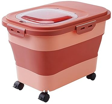 Baoblaze Récipient de Stockage Étanche Boîte Distributrice à Conteneur Pliable avec Couvercle Transparent Bidon à roulettes Conception en, Rose