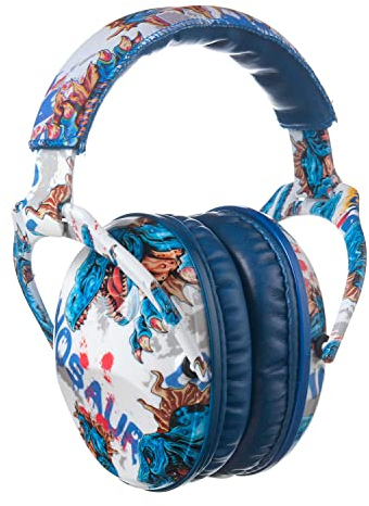 PROTEAR SNR – Protège-oreilles 28 dB pour enfants – Cache-oreilles antibruit pour enfants, tout-petits, bébés, parfaits pour les concerts, les études (dinosaure bleu)