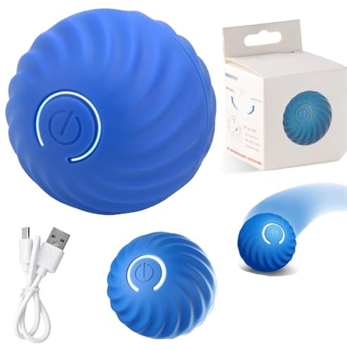 HENGBIRD Palla interattiva per cani, Palla rotante attiva e durevole,palla rotante con rimbalzo automatico, ricaricabile via USB, regalo divertente e coinvolgente, blu