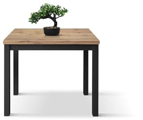 PAZZO DESIGN Tavolo allungabile Giuliano, Rovere Rustico, Gambe Nere, Tavolo Cucina, Tavolo Soggiorno, Made in Italy, 90x90x76,5 cm - id_2141