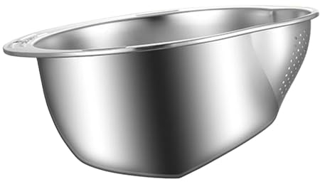 Reis Waschschüssel Edelstahl Ø 24cm, Schale Mit Sieb Zum Obst Waschen, Sieb Quinoa Waschen, Reis Waschen Schüssel, Reis Waschsieb, Gemüsesieb Edelstahl,Sieb Zum Reinigen Von Reis,Obst,Gemüse