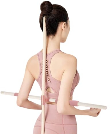Giftik Bâtons ronds de yoga en bois, barre de Pilates, épaule ouverte, dos correctif, bâton de yoga pour étirement du corps, outil d'étirement du corps pour artistes martiaux, danseurs, gymnastes (80