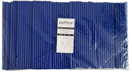Effizon - Cannucce di carta blu | 500 pezzi | Biodegradabili, resistenti al calore, senza plastica, per bevande fredde e calde 6x210mm