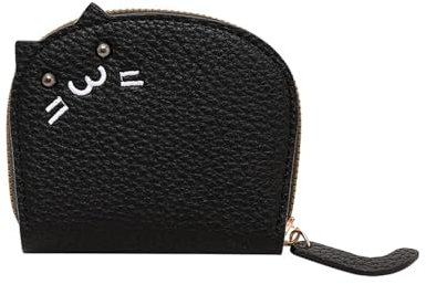 TPZORJX Kartenetui Damen Leder, Süße Katze Kreditkartenetui mit RFID Schutz, Klein Reißverschluss Kartenhalter Geldbörse