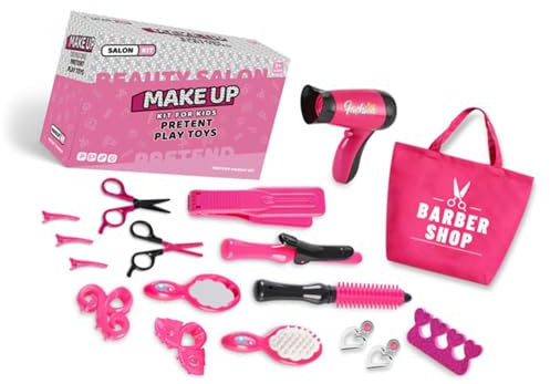 Kids Hair Salon Hairdresser Toy Set With Styling Comb Scissors Blower Pretend Haircut Tool Kits Girl Educational Playset Child Safe Beauty Salon Toy