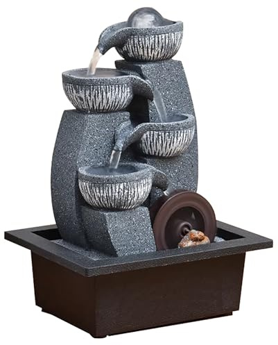 Indoor Tabletop Fountain, Small Water Fountain Indoor, with Crystal Ball Waterwheel, Decorative Ornaments, for Home, Office, Tea Room(Small)