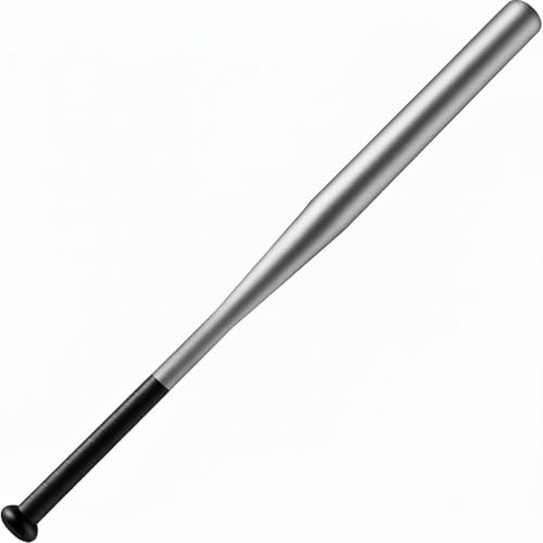 Mazza da Baseball in Acciaio 63,5 cm Rinforzata Super Resistente Peso 1Kg Nera o Color Argento con Grip (Metallo, 63,5CM) (Argento | New)