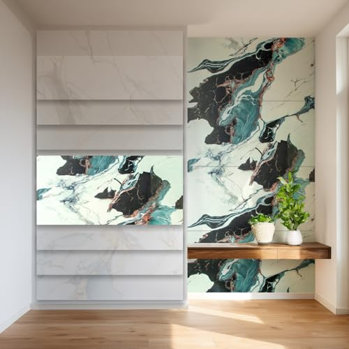 HEXIM losas de mármol óptica set de 4 122×70cm SPC plástico interior y exterior aspecto - protector de ducha cocina panel de pared impermeable (3,42 m² 80111) Serie A