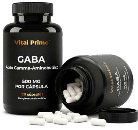 VITAL PRIME GABA 120 Kapslar 500MG per Kapsel (Gamma-Aminosmörsyra) 4 Månaders Förbrukning | GABA-kapslar Minskar Stress och Ångest och Förbättrar Sömnkvaliteten