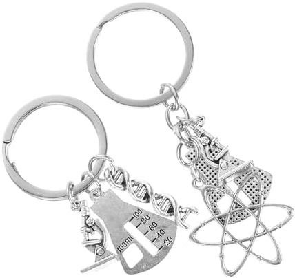 SUPVOX Porte-clés Chimie 2 Pièces Microscope et Molécule Adn, Lot Éducatif pour Enseignants et Étudiants, Accessoires Biologie pour Présent Professeur, Décoration Style Style Aléatoire