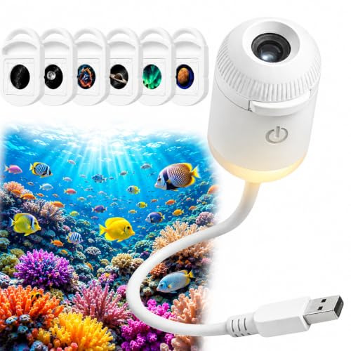 LMIX Galaxprojektor, nattlampa, 2-i-1 holografisk stjärna, 5D-projektor, plug and play, HD-stjärna, smarta dynamiska takprojektorer, lampa, 360° rymd, stjärnhimmel, USB-projektion (med 6 filmer)