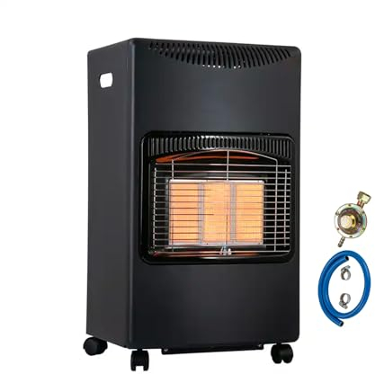 Wintem - Stufa a Gas Richiudibile 4200W con 3 Livelli di Riscaldamento, Accensione Piezoelettrica e Vano Porta-Bombola da 15Kg, Compatta e Facile da Riporre (Nera)