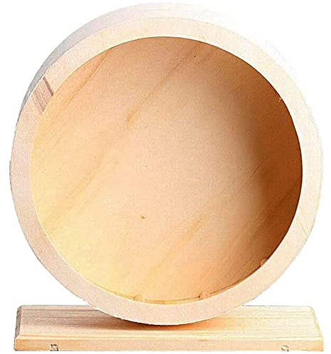 ANCLLO Hamster Wood Silent Running Heimtrainer - Hamster Laufrad Silent Holzhalterung Haustier Heimtrainer Spielzeug für Igel Chinchilla Kleintier（Durchmesser 21cm）