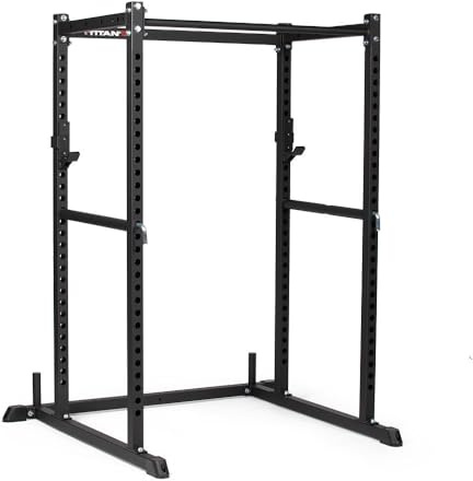 Titan Fitness T-2 Series Short 71 Black Power Rack, 850 LB Rackable Capacity, Skinny Pull Up Bar, Pin and Pipe Safeties, Standard J-Hooks, for Home Garage Gym Weightlifting and Strength Training