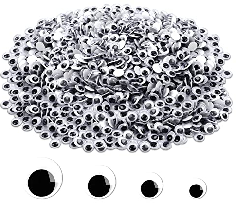 JANYUN 1000 Stück 6mm Wackelauge Selbstklebende Kulleraugen Selbstklebend Kunststoff Augen für DIY Scrapbooking Spielzeuge Zubehör