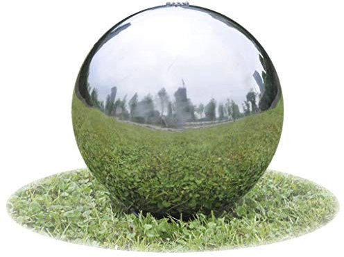 Tidyard Fuente Cascada Esfera con Leds de Jardín Fuente de jardín Acero Inoxidable 40 cm