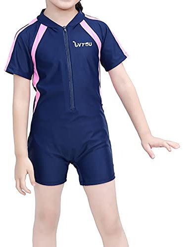 NautySaurs Mädchen Badeanzug Kleinkind Kinder Einteiler Badeanzug Kinder Bademode mit Rüschen Rock, Einteiler, Marineblau, 10-11 Jahre