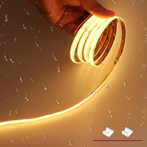 JOYLIT 6M COB LED Remsa Vattentät 24V 2700K Varmvit CRI 90+ 320LEDs/M Punktfri Enhetlig Ljusstyrke Dimmbar LED Strip för Köksskåp, Bänk, Hylla, Trappa (Endast LED-remsa)