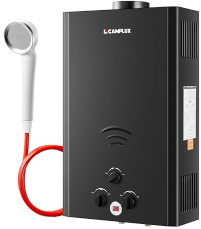CAMPLUX Chauffe-eau à Gaz 20 Litres, Instantané Chauffe-eau GPL pour Douche de Jardin, Camping-car, Petite Maison, Série BW BW528B