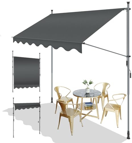 SUNNY GUARD Toldo Manual Retráctil 250cm, Toldo de Exterior de Manivela Regulable en Altura para Balcón Jardín Terraza, Antracita