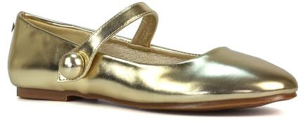Women's Flat Dolly Shoes Ladies Closed Toe Mary Jane Slip On Gold Metallic Ballet Smart Work Girl School Shoes Pumps Size 5