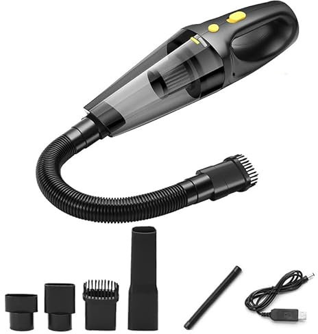 PQETBV Aspiradora Sin Cable Coche, Aspirador Coche Potente con Lavable Filtro Hepa, Mini Aspiradora de Mano USB Aspirador Mano Para Pelo De Mascotas, Coche, Hogar, Oficina