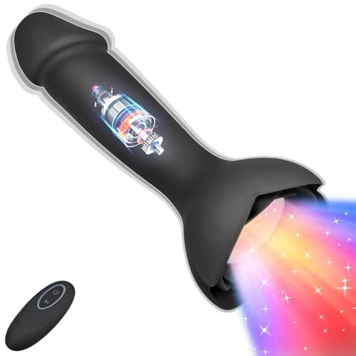 Dildo Vibrator für Frauen,G-Punkt Vibrator Mit Beleuchten, Anal Vibrator mit 7 Vibration Modi, Fernbedienung Butt Plug Vibrating Stimulator Prostata Massage Analplug# für Frauen Männer