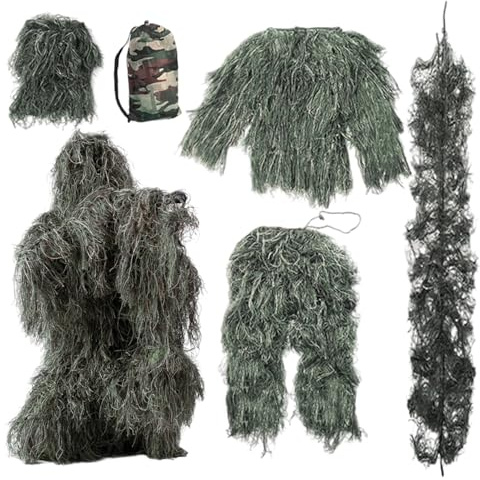 Barn vuxen 3D -bladiga kamouflagekläder | Ghillie kostym, 5st/set lätt gorilladräkt, komforte gilly kostym, 3D kamouflagjaktkläder, camo jaktkläder, klassisk Ghillie kostym s