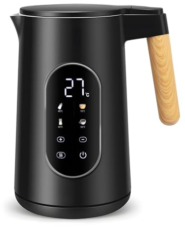 Carehabi Hervidor de Agua Electrico 1,7 Litros 2200 W Hervidor Eléctrico Acero Inoxidable 40°C a 100°C Tetera Electrica LED Indicador Digital de Temperatura