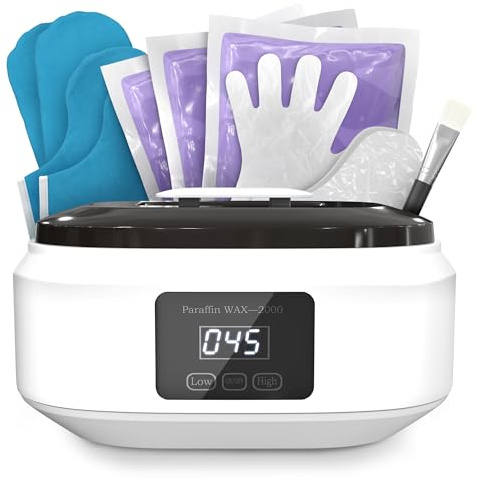 Macchina per la cera di paraffina per mani e piedi - Bagno di paraffina da 3400 ml con riscaldamento rapido, temperatura regolabile 2 modalità di calore, cera e kit di accessori - Spa rilassante a